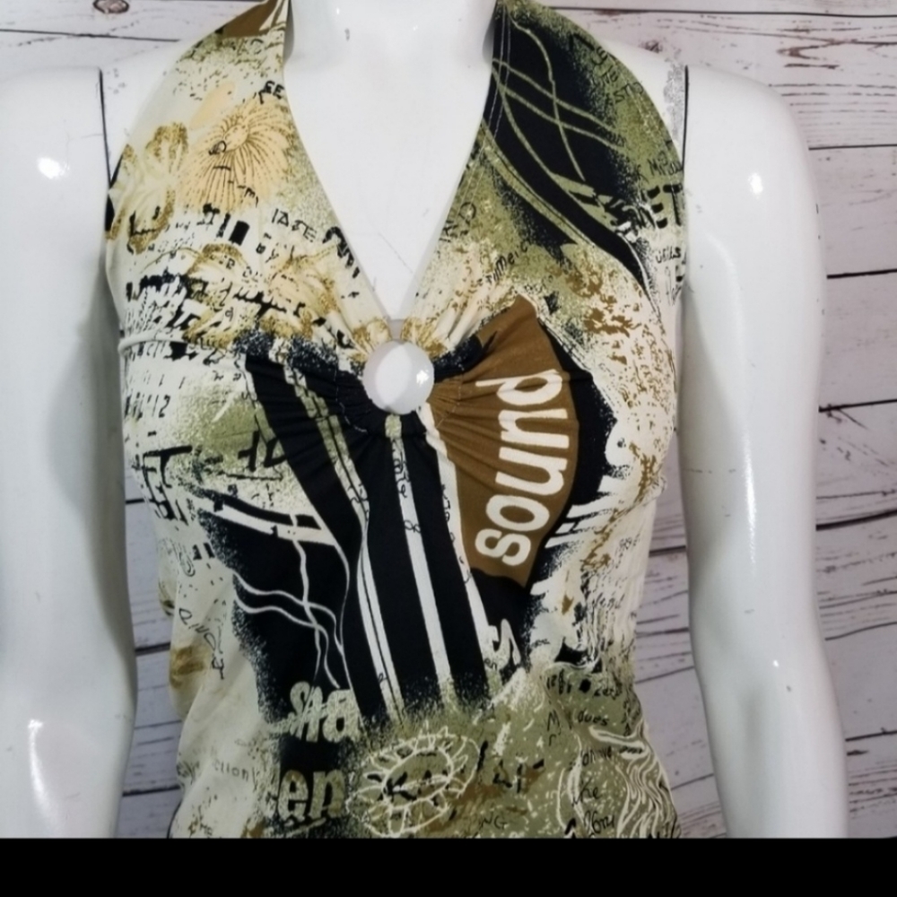2/$15 TOPAZ HIPPIE HALTER TOP BARE BACK large - Picture 2 of 7